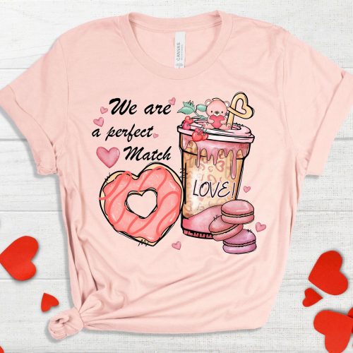 Love Coffee Cups Valentine Shirt – Perfect Match for Coffee Lovers
