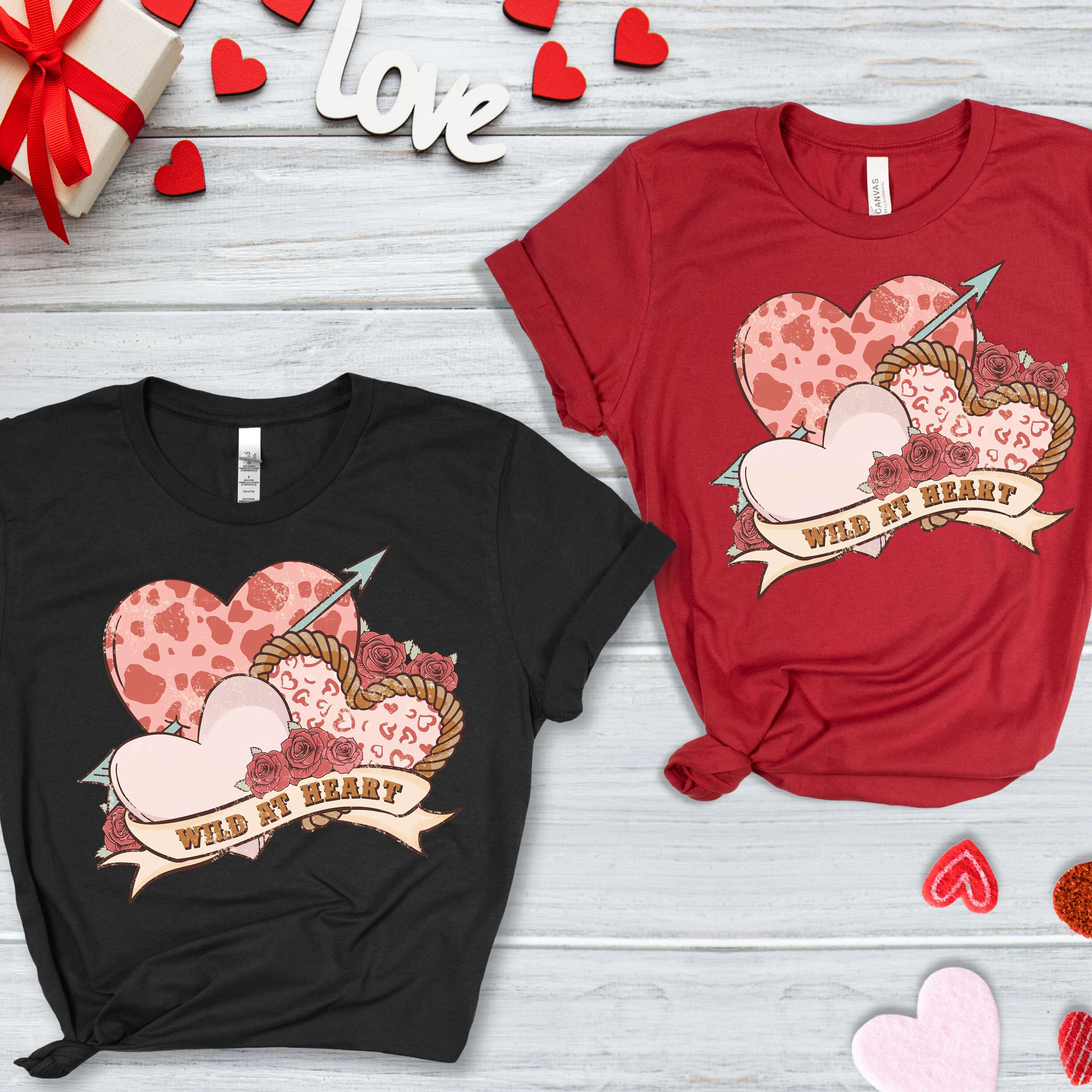 Wild At Heart Retro Tee: Valentine s Day Gift for Women Cowboy Valentine Shirt