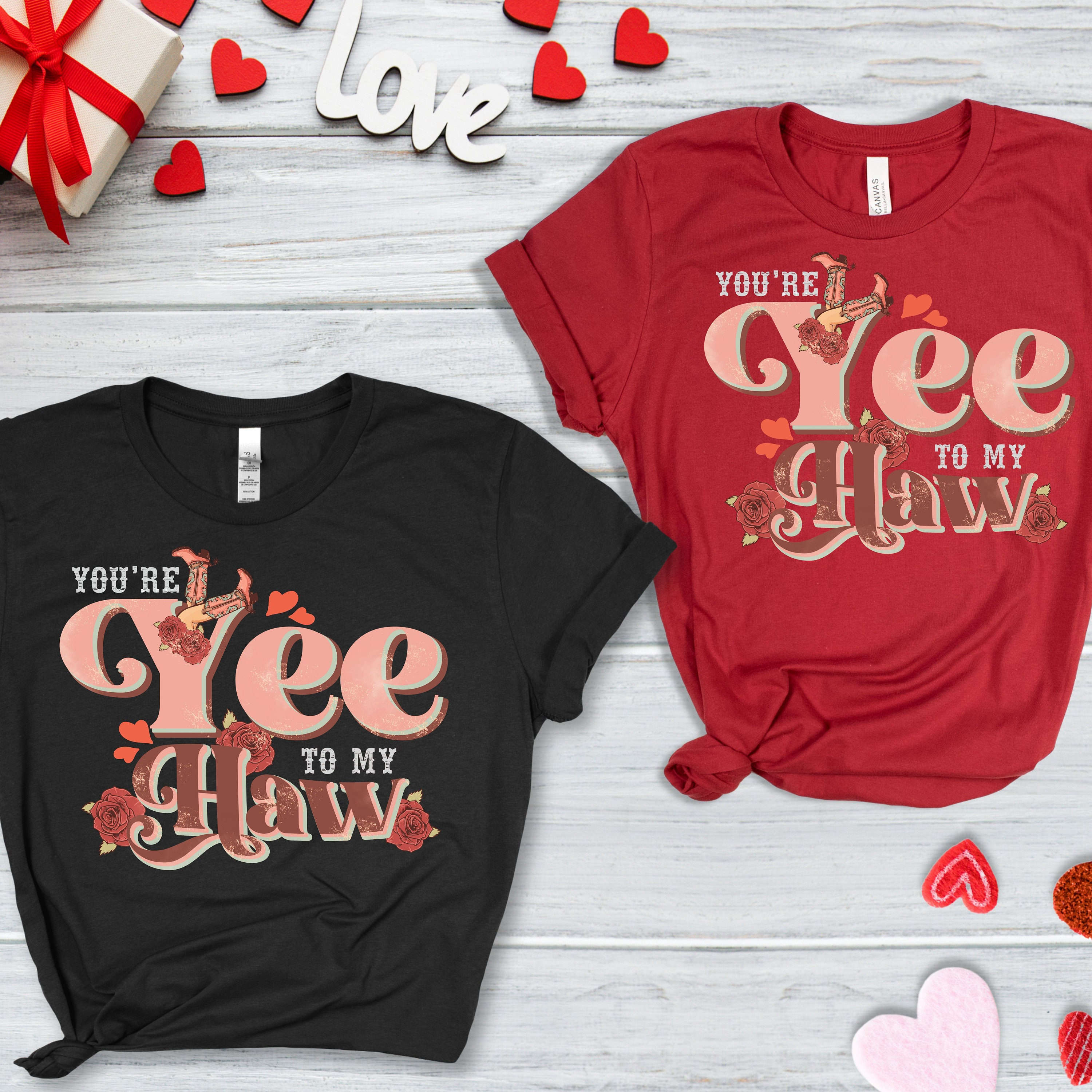 Yee Haw Retro Shirt: Valentine s Day Tee for Women – Cowboy Heart Shirt Perfect Girlfriend Gift
