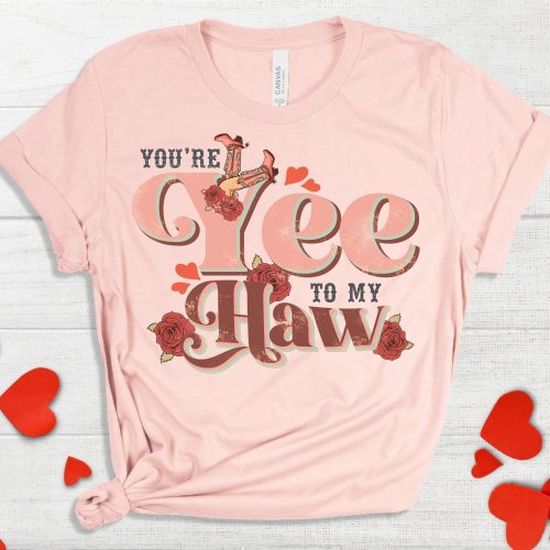 Yee Haw Retro Shirt: Valentine s Day Tee for Women – Cowboy Heart Shirt Perfect Girlfriend Gift