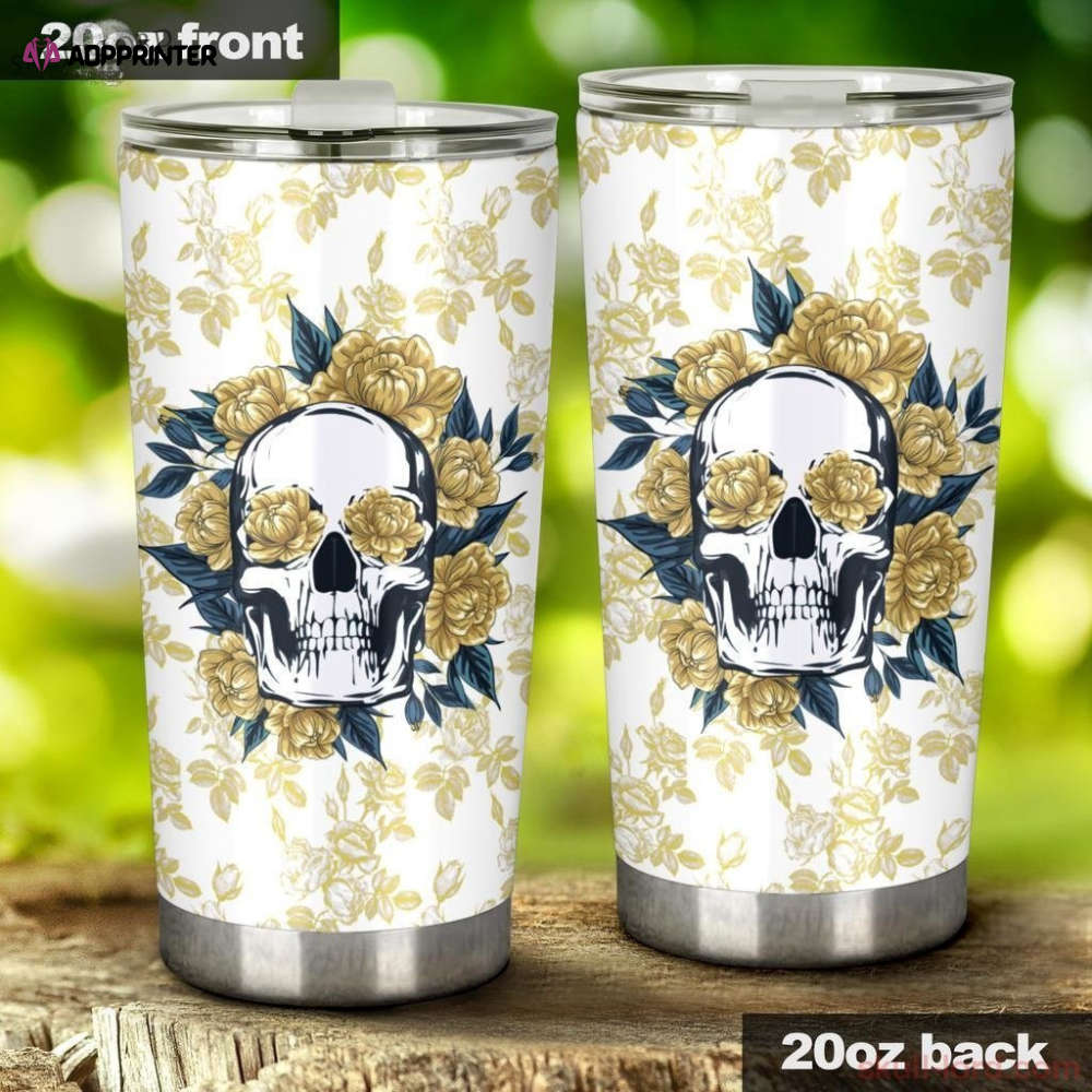 Yellow Flower Skull Stainless Steel Tumbler