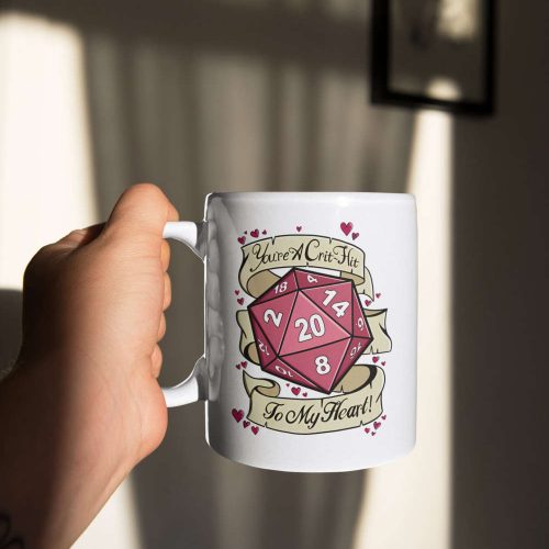 You’re A Critical Hit To My Heart, Dnd Coffee Mug, Dnd Gift, Dnd Cat, Gift For Her, Gift For Him 11 oz Ceramic Mug Gift