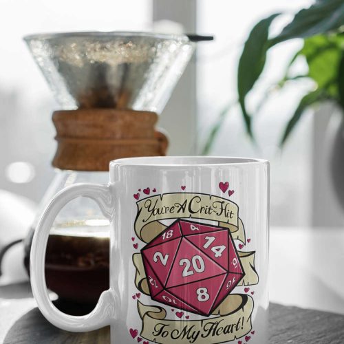 You’re A Critical Hit To My Heart, Dnd Coffee Mug, Dnd Gift, Dnd Cat, Gift For Her, Gift For Him 11 oz Ceramic Mug Gift