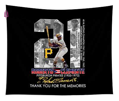 21 Roberto Clemente Pittsburgh Pirates 195197Thank You For The Memories Signature Melissa Ward Transparent Tapestry