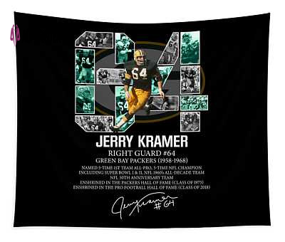 6Jerry Kramer Right Guard Green Bay Packers 1958 1968 Signature Candice Dominy Transparent Tapestry