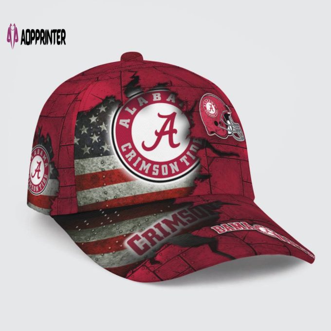 Alabama Crimson Tide American Flag Metal Printed Baseball Classic Baseball Classic Cap Men Hat Men Hat