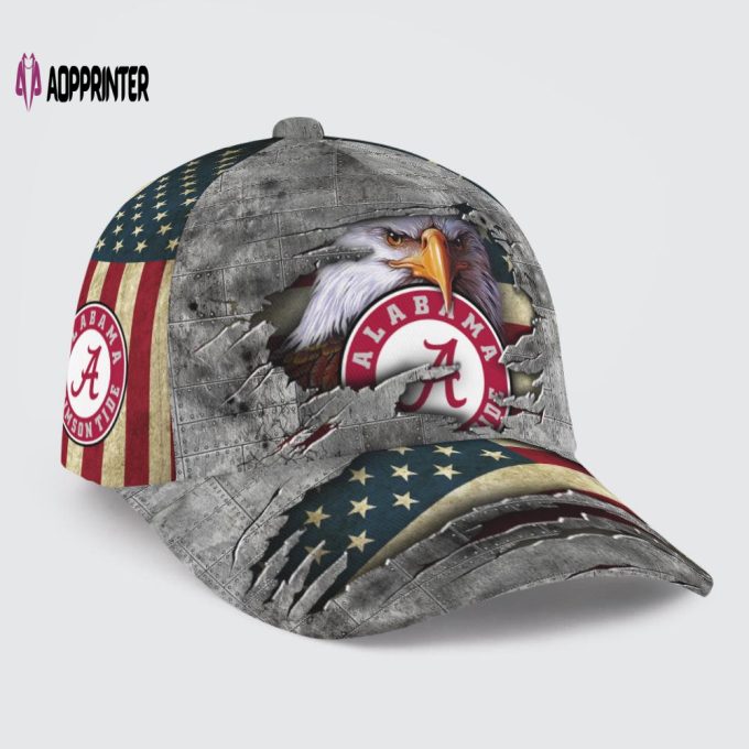 Alabama Crimson Tide Vintage American Flag Royalty Baseball Classic Cap Men Hat