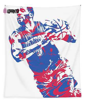 Andre Drummond Detroit Pistons Pixel Art 9 Joe Hamilton Tapestry