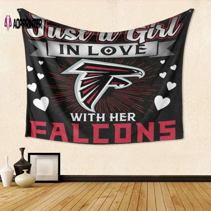 Atlanta Falcons Just A Girl In Love With Her Falcons Gift For Fan 3D Full Printing Tapestry