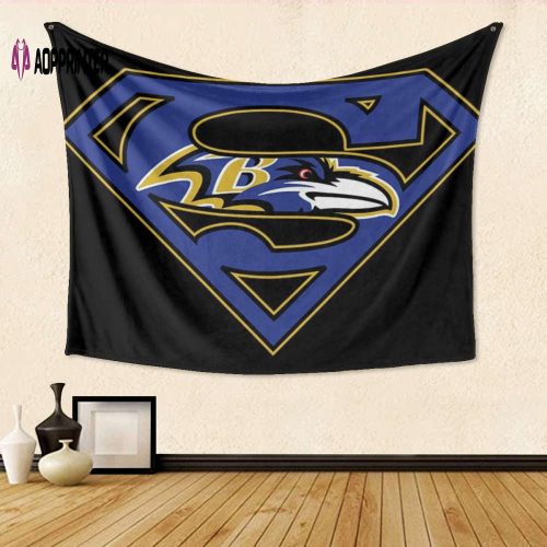 Baltimore Ravens Super Man Tapestry: 3D Full Printing Gift for Fans