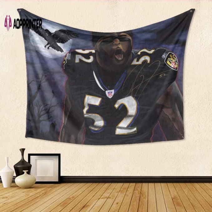 Baltimore Ravens Ray Lewis 52 v8 3D Full Printing Tapestry – Perfect Gift for Fan!