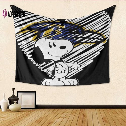 Baltimore Ravens Snoopy Heart 3D Tapestry: Perfect Gift for Fans!