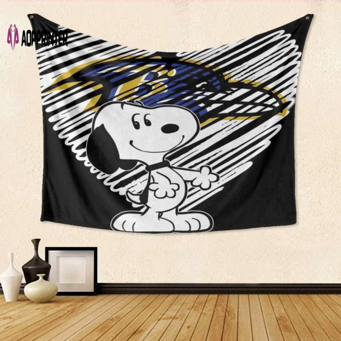 Baltimore Ravens Snoopy Heart 3D Tapestry: Perfect Gift for Fans!