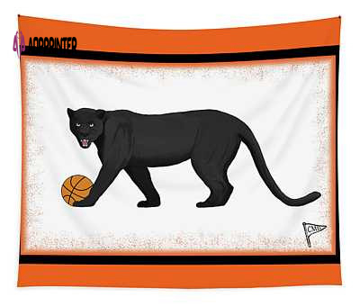 Black Panther Orange College Mascot Tapestry: Bold Basketball Designs