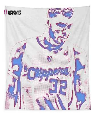 Blake Griffin LA Clippers Pixel Art Tapestry by Joe Hamilton: Unique Sports Decor