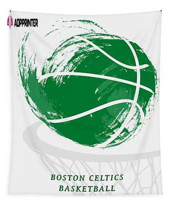 Boston Celtics Abstract Basketball Tapestry by Joe Hamilton – Unique Design for Fans