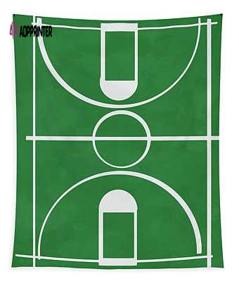 Revamp Your Space with Boston Celtics Pop Creation Basketball Court Art Tapestry by Joe Hamilton