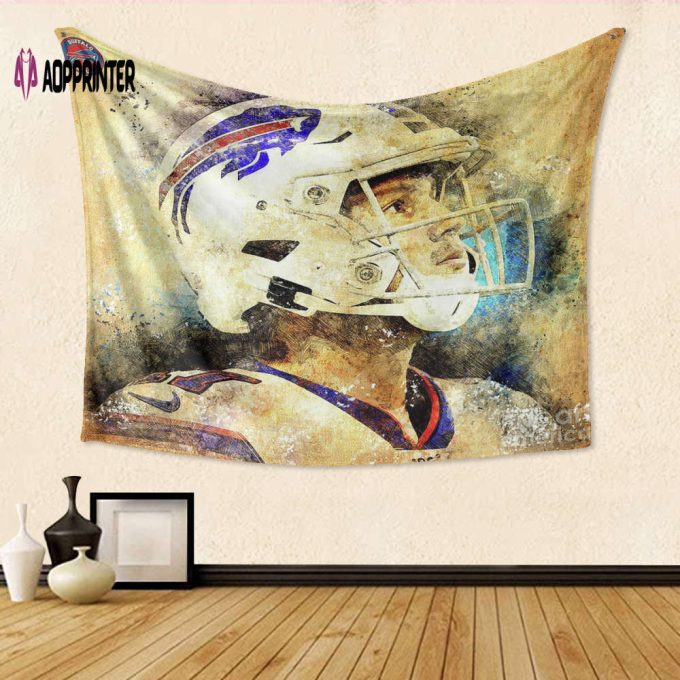 Exclusive Buffalo Bills Josh Allen v16 Tapestry: Perfect Gift for Fans – 3D Full Printing