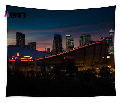 Calgary At Night Bill Cubitt Tapestry