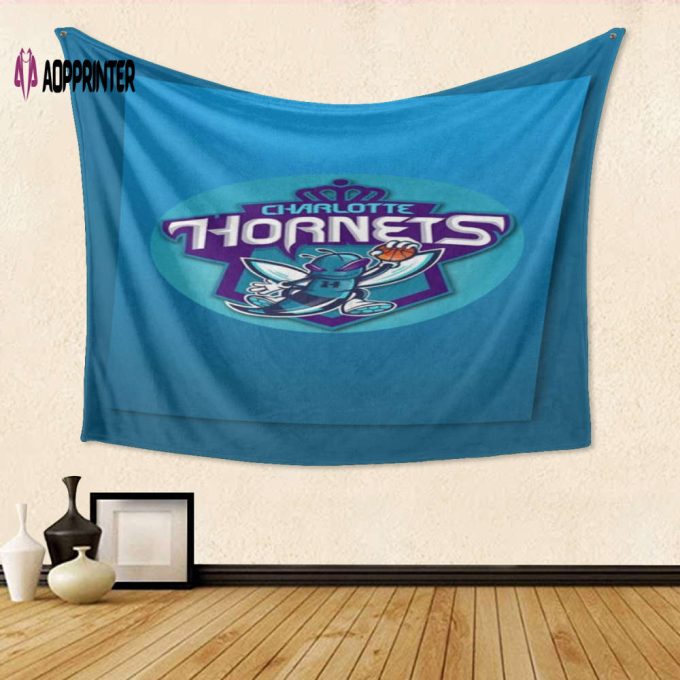 Charlotte Hornets Blue2 Gift: 3D Full Printing Tapestry for Ultimate Fan