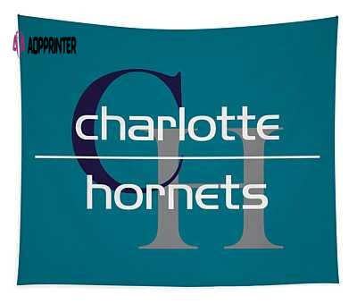 Charlotte Hornets Letter And Team Abstract Art 1 Joe Hamilton Tapestry