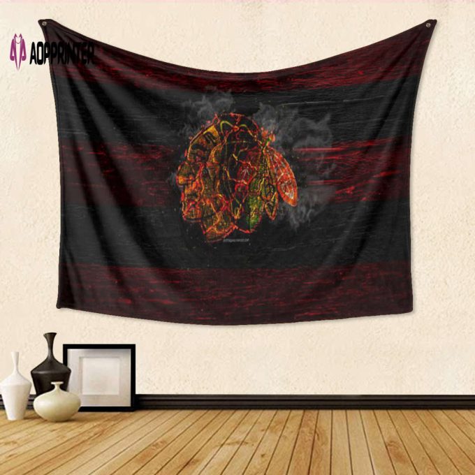 Chicago Blackhawks Emblem Wood Burning Gift – 3D Full Print Tapestry for Ultimate Fan