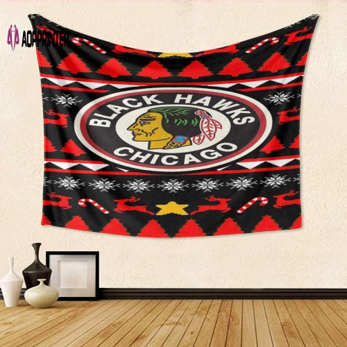 Chicago Blackhawks 3D Tapestry: Perfect Xmas Gift for Fans – Full Printing Symbol