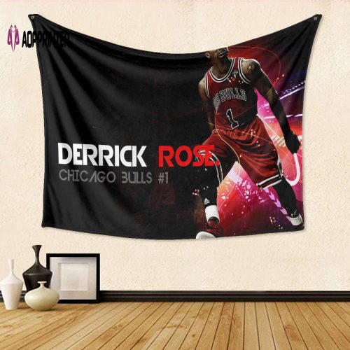 Chicago Bulls 01 Derrick Rose d2 Tapestry: Perfect Gift for Fans! 3D Full Printing