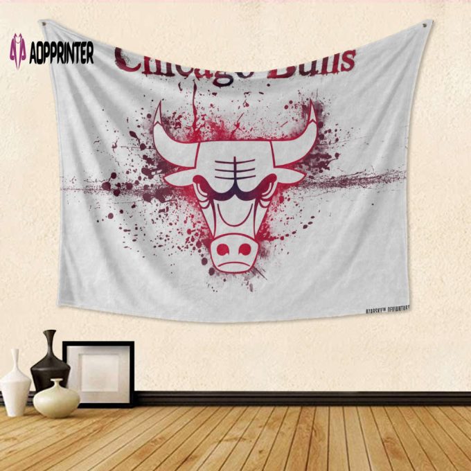 Chicago Bulls Emblem v33 Tapestry: Perfect 3D Full Printing Gift for Fans