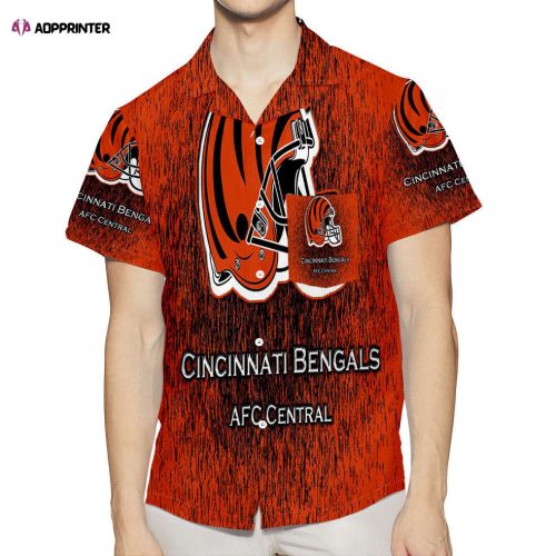 Cincinnati Bengals Emblem Helmet v1 3D All Over Print Summer Beach Hawaiian Shirt Gift Men Women Gift Men Women With Pocket