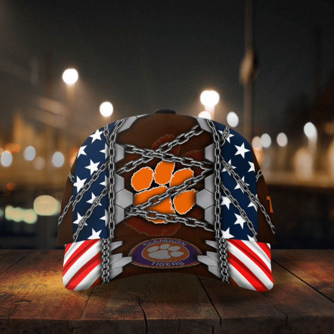 Clemson Tigers Stars & Stripes Chain Printed Baseball Classic Baseball Classic Cap Men Hat Men Hat