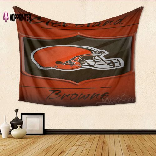 Cleveland Browns Logo v4 1 Tapestry: Perfect Gift for Fans 3D Full Printing