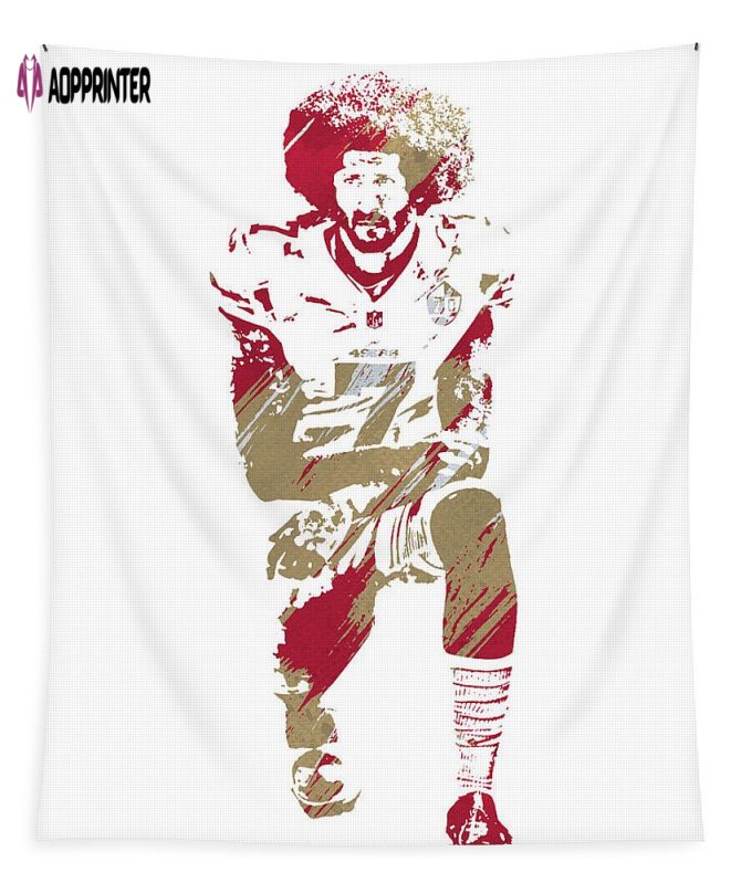 Colin Kaepernick San Francisco 49Ers Watercolor Strokes Pixel Art 3 Tapestry Gifts For Fans