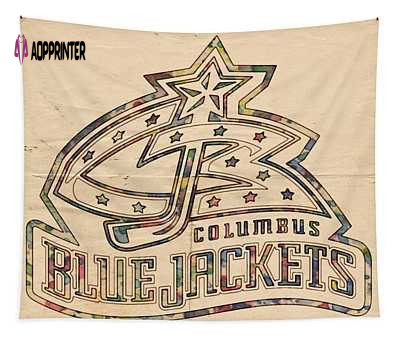 Columbus Blue Jackets Poster Art Florian Rodarte Tapestry