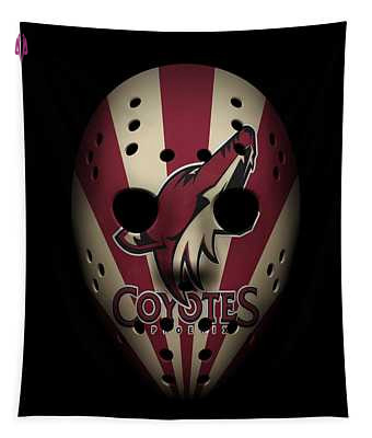 Coyotes Goalie Mask Joe Hamilton Tapestry: Unique Sports Decor for Hockey Fans