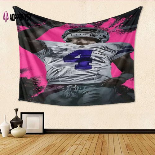 Dallas Cowboys Dak Prescott Gift: 3D Full Printing Tapestry for Fanatics