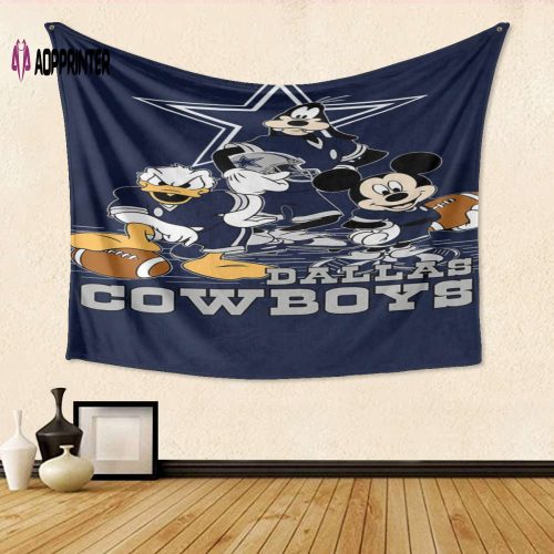 Dallas Cowboys Mickey Donald Goofy Gift For Fan 3D Full Printing Tapestry