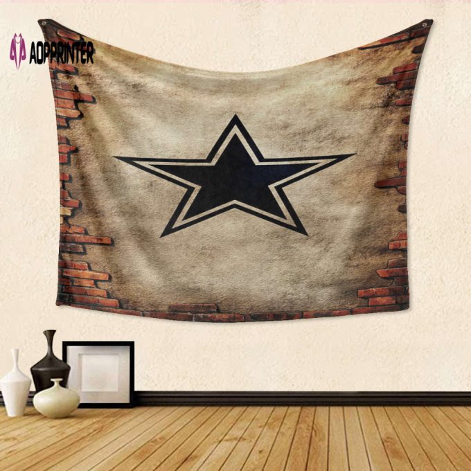 Dallas Cowboys 3D Full Printing Tapestry: Unique Brick Wall Gift for Fans