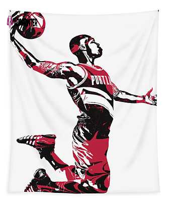 Damian Lillard Portland Trail Blazers Pixel Art 13 Joe Hamilton Tapestry