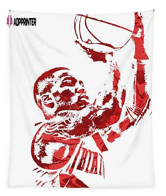 Damian Lillard Portland Trailblazers Pixel Art 11 Joe Hamilton Tapestry