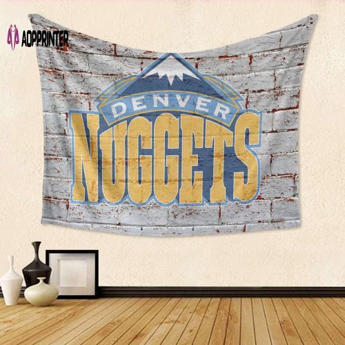 Denver Nuggets White Brick Wall Tapestry – Perfect Fan Gift 3D Full Print