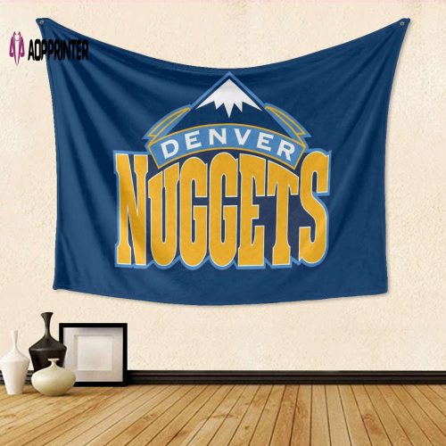 Denver Nuggets Fan Gift: 3D Full Printing Tapestry in Yellow Blue and Red