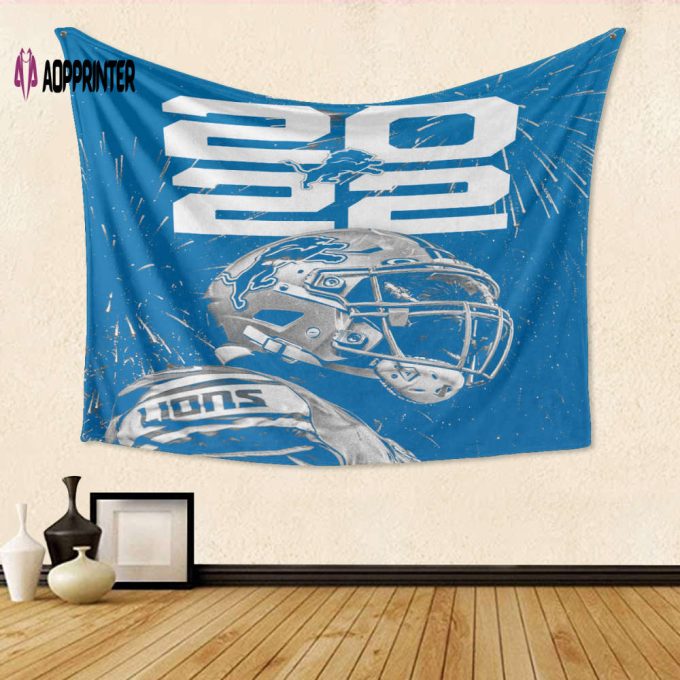 Exclusive 3D Detroit Lions 2022 Fan Gift: Full Printing Tapestry