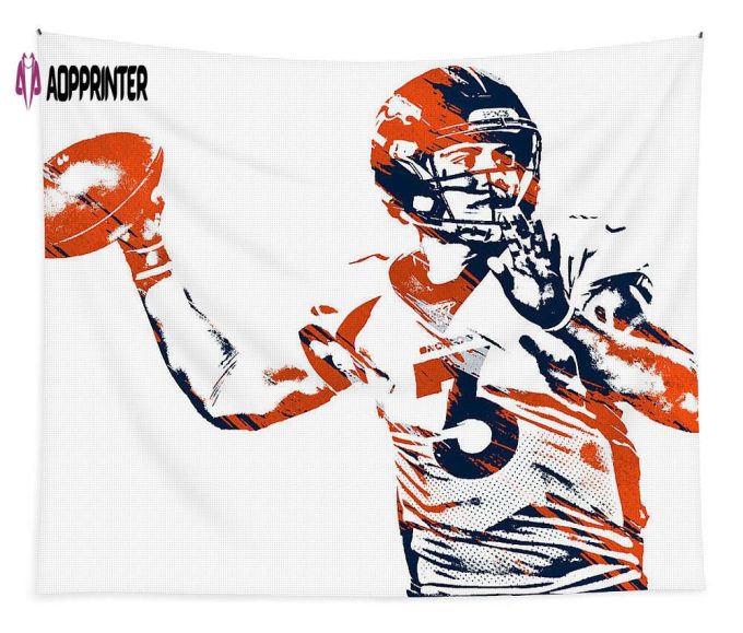 Drew Lock Denver Broncos Watercolor Strokes Pixel Art 1 Tapestry Gifts For Fans