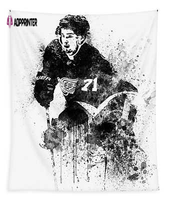 Dylan Larkin Watercolor Tapestry: Vibrant Naxart Studio Art for Home Decor