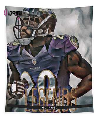 Ed Reed Baltimore Ravens Abstract Art 20 Joe Hamilton Tapestry