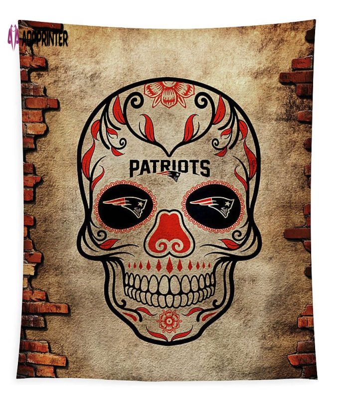 Fanart New England Patriots Tapestry Gifts For Fans Skull