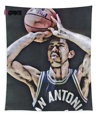 George Gervin The Iceman San Atonio Spurs Abstract Art 1 Joe Hamilton Tapestry