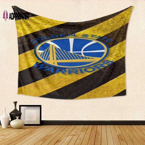 Golden State Warriors Emblem Stripe Graphic Gift For Fan 3D Full Printing Tapestry