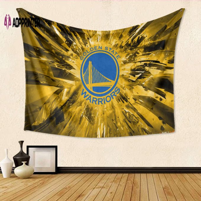 Golden State Warriors Crystal Gift: 3D Full Printing Tapestry with Emblem Texture – Perfect for Fans!